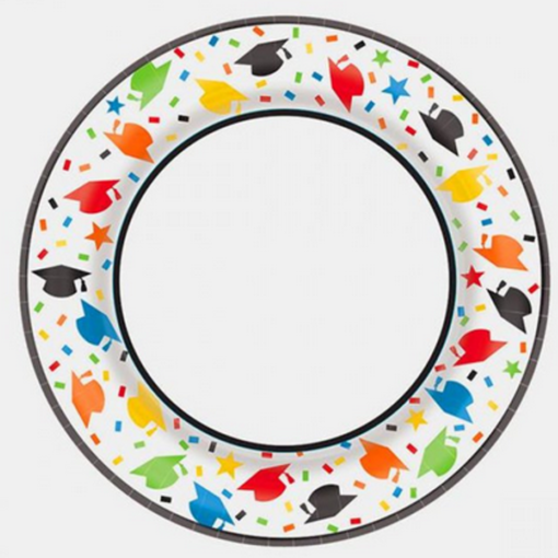 Confetti Caps Grad Plates 8” 40Ct