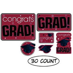 Burgundy Grad Cutouts 16PC Deluxe
