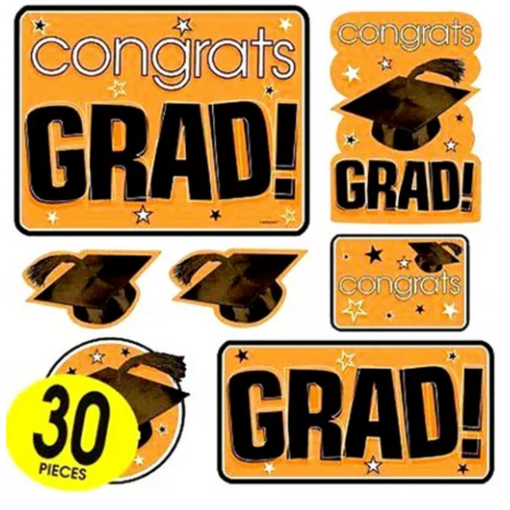 Orange Congrats Grad Cutouts 30Ct