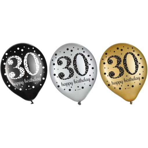 Sparkling Celebration 30Yo 12&Quot; Latex Balloons 15Ct