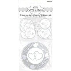 Cup Cake Cups & Picks Wedding/Engagement 24 Sets