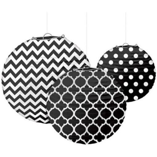 Paper Lanterns Rnd Black Designs 3Ct