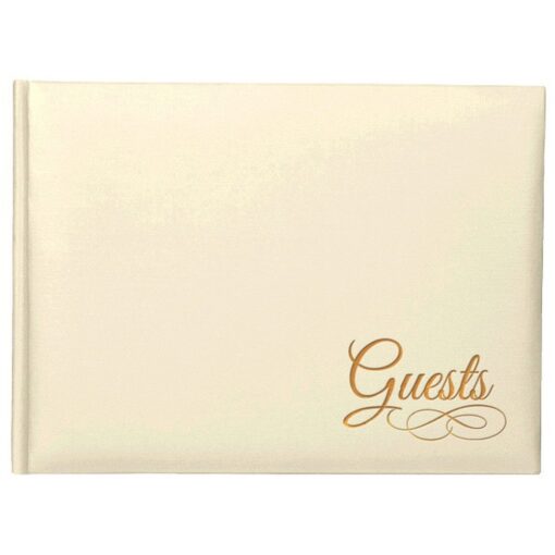 Guest Book Ivory W/Gold Detail