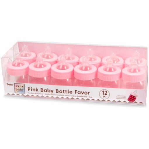 Pink Baby Bottle Favors 12Pk