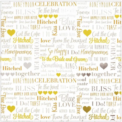 Wedding Words Gift Wrap Jumbo Roll 12Ft X 30In