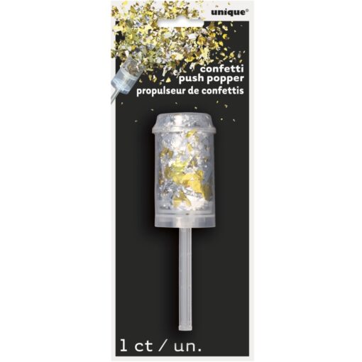 Foil Confetti Push Popper Gld/Slvr