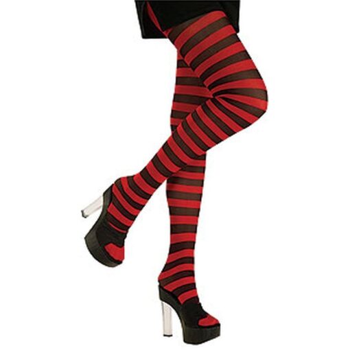 Tights Striped Red/Black, Adult