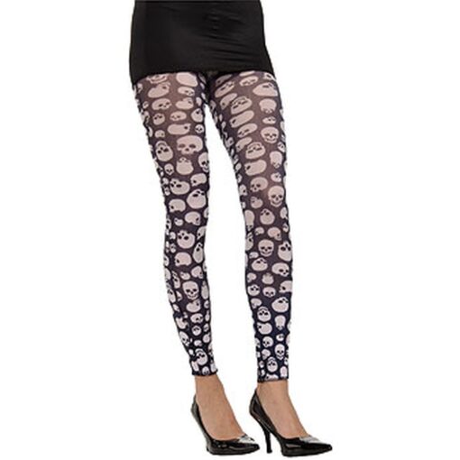 Skull Tights White/Black, Teen