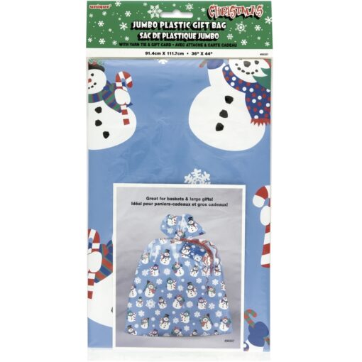 Snowman Plastic Jumbo Giftbg 36&Quot;X44&Quot;