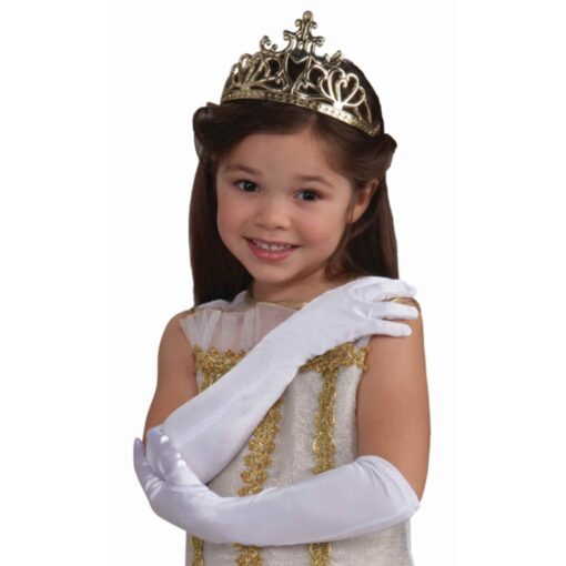 White Elbow Length Satin Opera Gloves Child