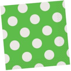 Lime Green w/White Dots Napkins Beverage 16CT