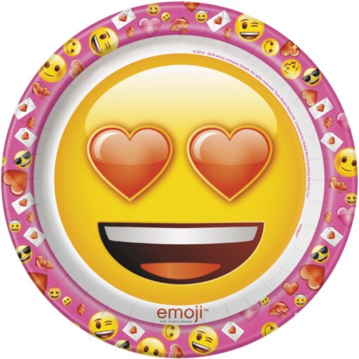 Emoji Valentines Plates Rnd 8 5/8&Quot; 8Ct