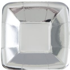 Silver Metallic Foil Plates Appetizer SQR 5" 8CT