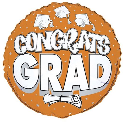 18&Quot; Rnd Congrats Grad Orange Foil Bln