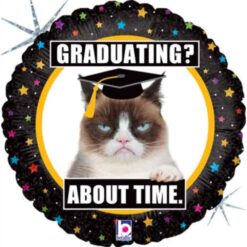 18" RND Grumpy Cat Graduating? Foil Balloon