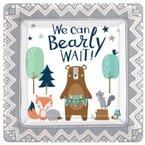 We Can Bear-Ly Wait Plates Sqr 10&Quot; 8Ct