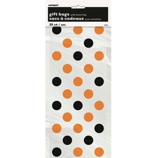 Orange/Black Dots Cello Bags 20Ct