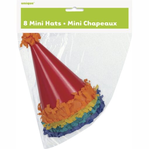 Mini Party Hats W/Pom Pom 8Ct