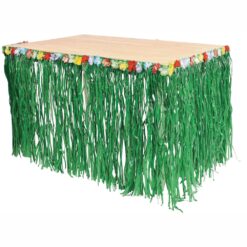 Green Grass Flowered Tropical Tableskirt 9ft x 29in