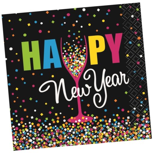 Confetti New Year Napkins Beverage 24Ct