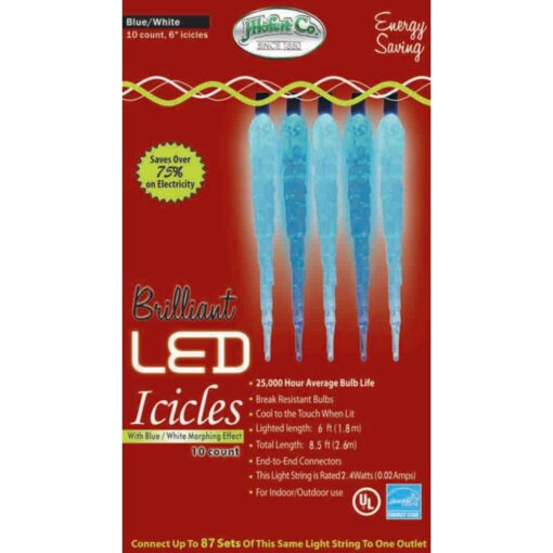 Led Icicles 6&Quot; White/Blue Color Changing