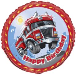 18" RND Fire Engine Bday Foil Balloon