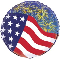 18" RND American Flag/Frwrks Foil BLLN