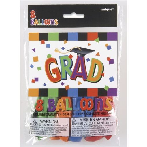 Grad Cap Latex Balloons 12&Quot; 1S Astd 8Ct