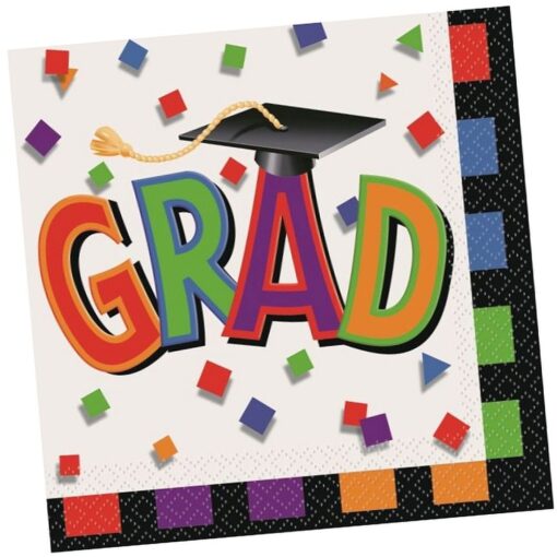 Grad Cap Napkins Beverage 16Ct