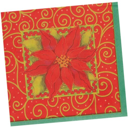 Christmas Poinsettia Napkins Bvg 24Ct