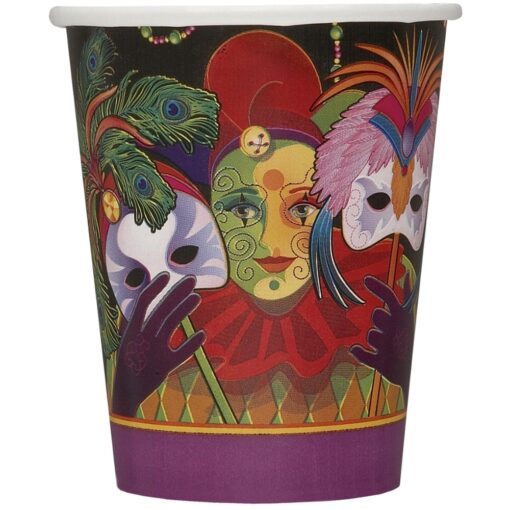 Mardi Gras Carnavale Cups Ht/Cld 9Oz 8Ct