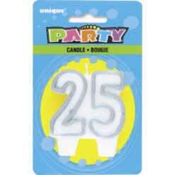 Number 25 Silver Candle