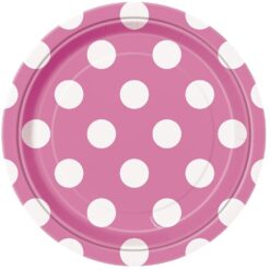 Hot Pink Dots Plates Round 7" 8CT