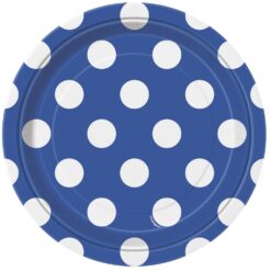 Royal Blue w/Dots Plates 7" 8CT