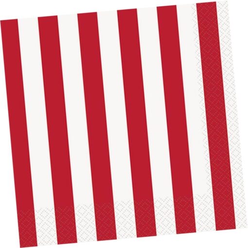 Red Stripe Napkins Lunch 16Ct