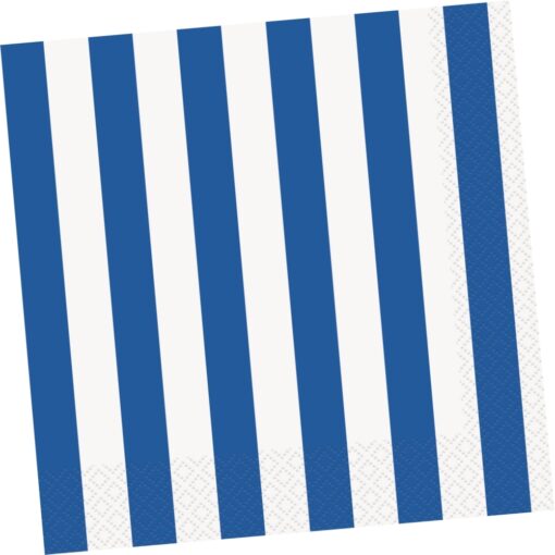 Royal Blue Stripe Napkins Lunch 16Ct