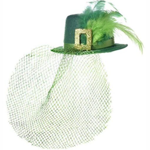 Mini Leprechaun Hat W/Feather Hair Clip