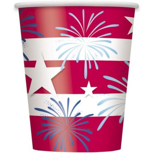 Patriotic Stars Cups Hot/Cold 9Oz 8Ct