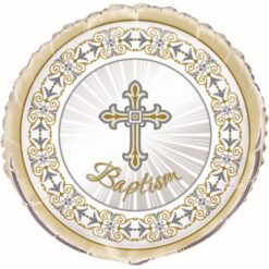 18" RND Radiant Cross Baptism Foil BLN