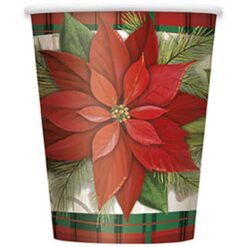 Poinsettia Plaid Cups Hot/Cold 9oz 8CT