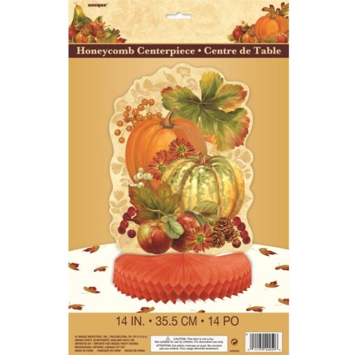 Pumpkin Harvest Hnycmb Centerpiece 14&Quot;