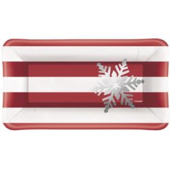Elegant Red Cmas App Plates 9x5 8CT