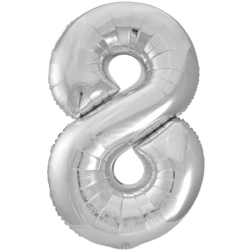 34&Quot; Shp Silver #8 Foil Balloon