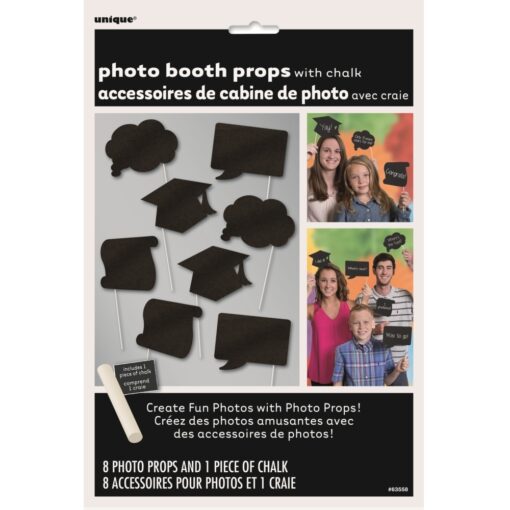 Chalkboard Grad Photo Props W/Chalk 8Ct