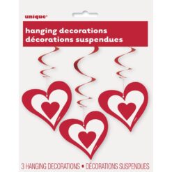 Hearts Hanging Swirl Decor 36" 3CT