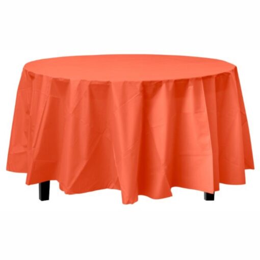 Orange Tablecover 84&Quot; Rnd Plastic