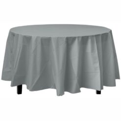 Silver/Grey Tablecover 84" RND Plastic
