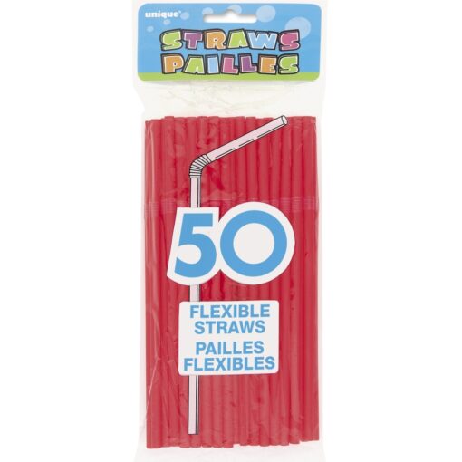 Flex Straws Ruby Red 50Ct