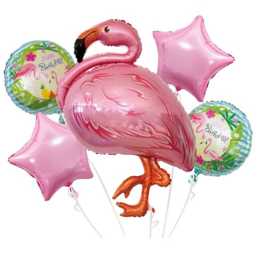 Bqt Flamingo Birthday Balloons 5Pcs