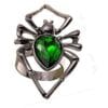 Silver Spider Ring W/Green Gem